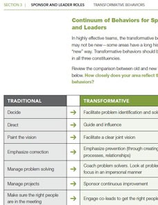 behaviors transformative sponsor leader traditional vs