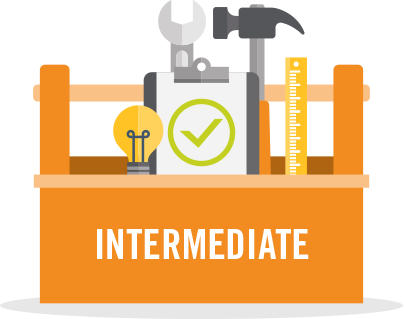 cartoon toolbox with the word "intermediate" on it