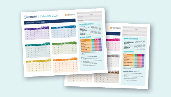 2-page colorful calendar