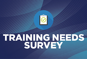 blue image with words training needs survey