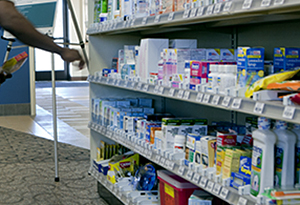 4 shelves with over the counter medicines