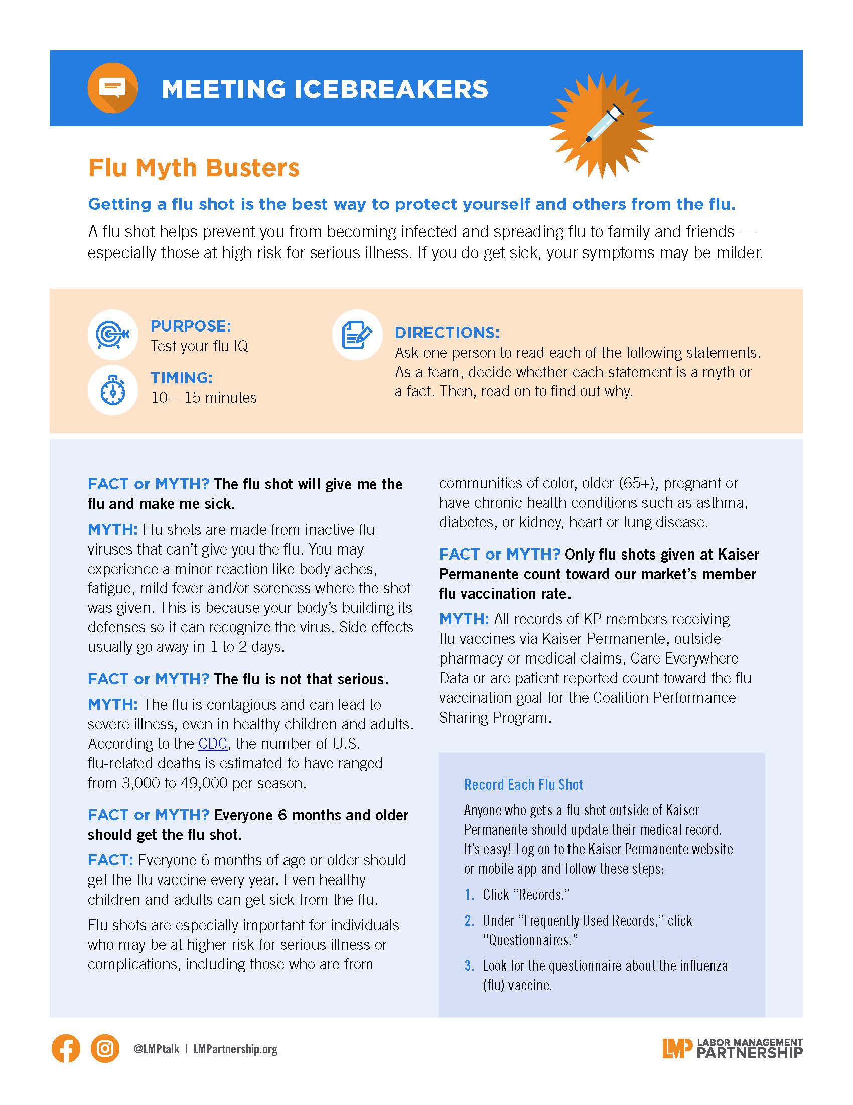 flu myth buster flier