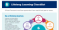 List of lifelong learning resources with graphic showing 6 stages of lifelong learning